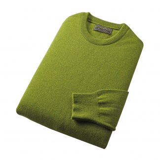 Cordings Floral Green Lambswool Crew Neck Jumper Different Angle 1