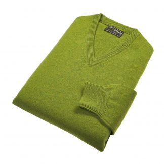 Cordings Floral Green Lambswool V-Neck Jumper Different Angle 1
