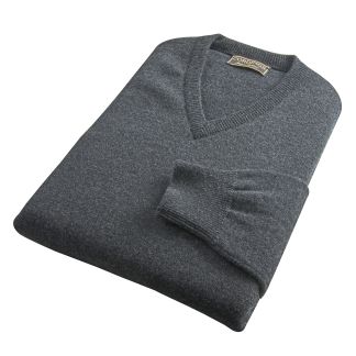 Cordings Charcoal Lambswool V-Neck Jumper Dif ferent Angle 1