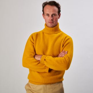 Cordings Gold Geelong Roll Neck Jumper  Different Angle 1