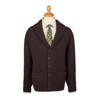 Cordings Brown 4 Ply Lambswool Cardigan Main Image