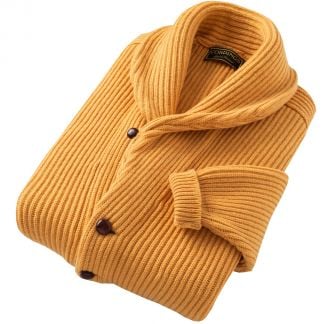 Cordings Gold 4 Ply Lambswool Cardigan Different Angle 1