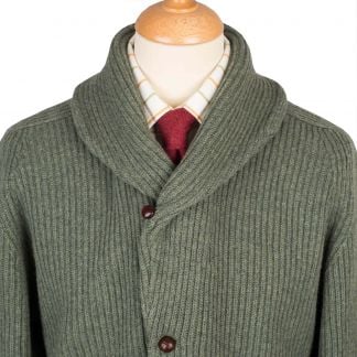 Cordings Moss Green 4 Ply Lambswool Cardigan Different Angle 1