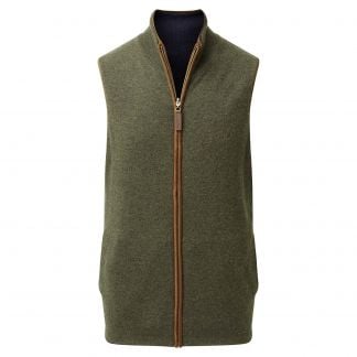 Cordings Schoffel Navy Green Cashmere Reversible Gilet Main Image