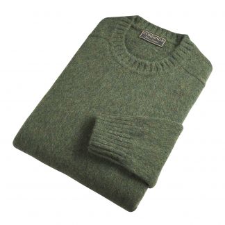 Cordings Loden Green Brushed Shetland Crewneck  Different Angle 1
