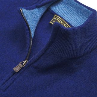Cordings Blue 1/4 Zip Lambswool Jumper Dif ferent Angle 1