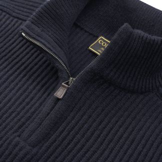 Cordings Navy ¼ Zip Ribbed Jumper Dif ferent Angle 1