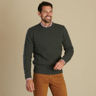 Cordings Loden Cashmere Cable Crew Neck Dif ferent Angle 1