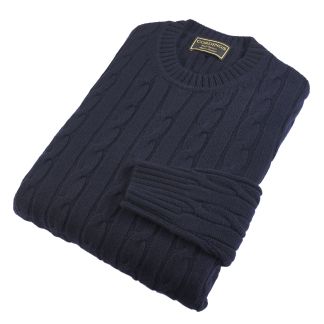Cordings Navy Cashmere Cable Crew Neck Dif ferent Angle 1