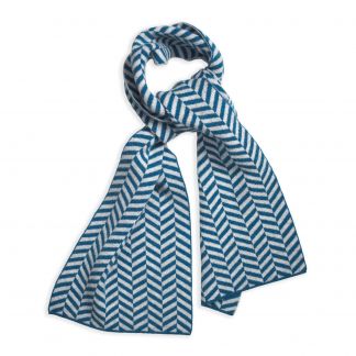 Cordings Teal Lambswool Chevron Scarf Different Angle 1