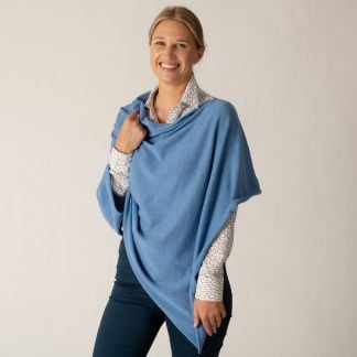 Cordings Blue Cotton Poncho Different Angle 1