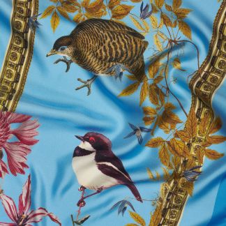 Cordings Blue Silk Pheasant Scarf Dif ferent Angle 1
