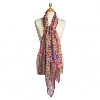 Cordings Jaipur Printed Wool Silk Scarf Different Angle 1