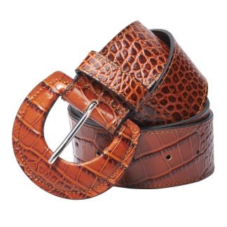 Cordings Tan Croc Leather wide Belt Main Image