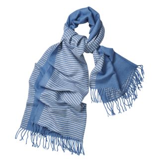 Cordings Blue Stripe Cashmere & Wool Scarf Dif ferent Angle 1
