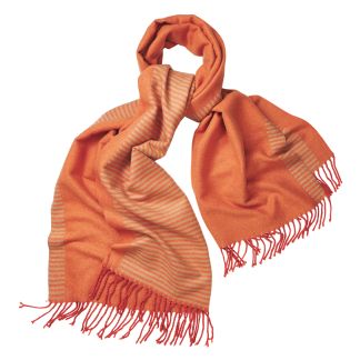 Cordings Orange Stripe Cashmere & Wool Scarf Dif ferent Angle 1