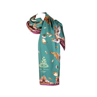 Cordings Grouse Misconduct Teal & Aubergine Classic Silk Scarf Main Image