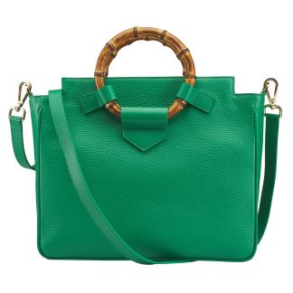 Cordings Green Bamboo Leather Handbag Main Image