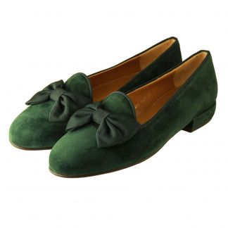 Cordings Green Olive Suede Bow Slipper Main Image