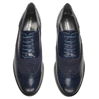 Cordings Navy Leather and Suede Brogues Dif ferent Angle 1