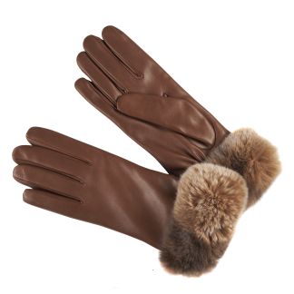 Cordings Tan Nappa Leather Gloves With Fur Cuff Main Image
