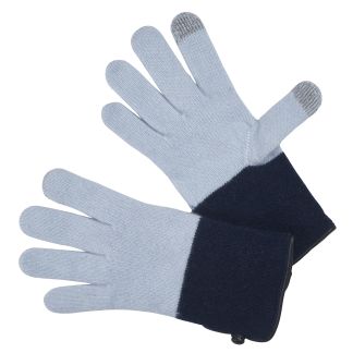 Cordings Pale Blue Block Contrast Merino Gloves Main Image