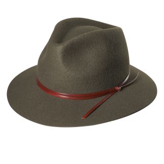 Cordings Green Olive Fedora with Leather Trim Dif ferent Angle 1