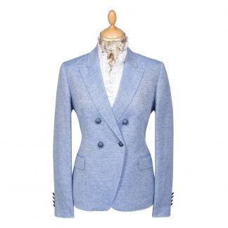 Cordings Blue Cotton & Linen Double Breasted Blazer Different Angle 1