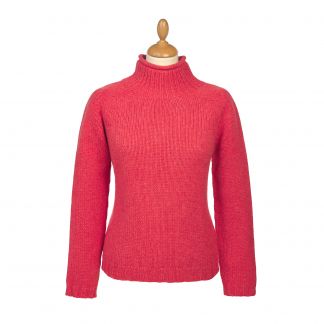 Cordings Coral Chunky Mock-Turtleneck Jumper Different Angle 1