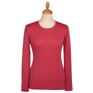 Cordings Pink Superfine Merino Fitted Crew Neck Different Angle 1