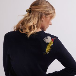 Cordings Navy Pheasant Crew Neck Jumper Dif ferent Angle 1