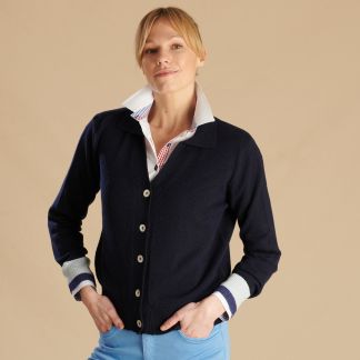 Cordings Navy Cashmere Cardy Jacket Main Image
