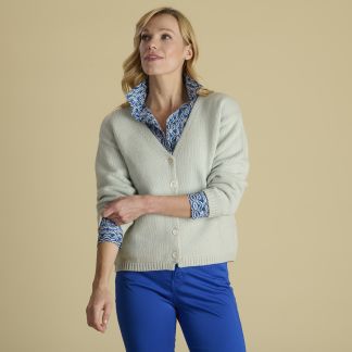 Cordings Green V-Neck Pearl Button Cardigan Main Image