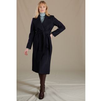 Cordings Navy Long Wool Wrap Coat Main Image