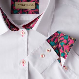 Cordings White Stretch Shirt with Pink Liberty Trim Different Angle 1