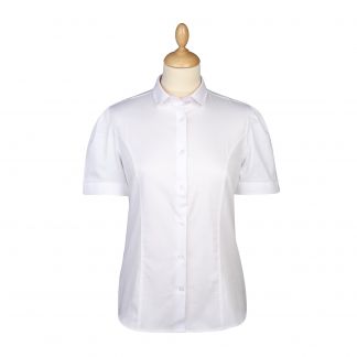 Cordings White Peter Pan Collar Short Sleeve Shirt Different Angle 1