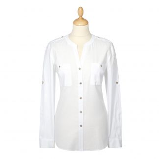 Cordings White Linen Safari Shirt Main Image
