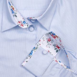 Cordings Blue Floral Trim Fitted Shirt Dif ferent Angle 1