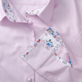 Cordings Pink Floral Trim Fitted Shirt Dif ferent Angle 1