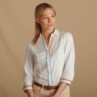 Cordings White Stretch Jersey Trim Shirt Main Image