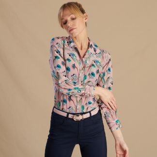 Cordings Floral Echo Crepe Silk Shirt Made with Liberty fabric Dif ferent Angle 1