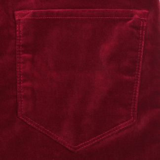 Cordings Deep Red stretch velvet jeans Different Angle 1