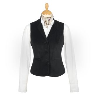 Cordings Black Fitted Velvet Waistcoat Main Image