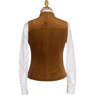 Cordings Coffee Fitted Velvet Waistcoat Different Angle 1
