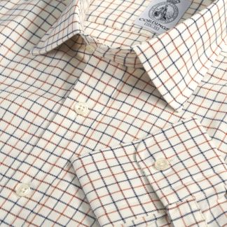 Cordings Brown Blue Small Tattersall Shirt Main Image