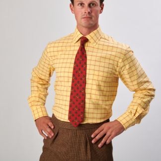Cordings Yellow and Red Check Medium Tattersall Shirt Different Angle 1