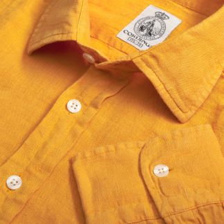 Cordings Mustard Vintage Linen Shirt Main Image