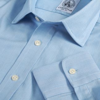 Cordings Sky Blue Harewood Herringbone Shirt  Main Image