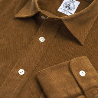 Cordings Havana Brown Needlecord Shirt Main Image