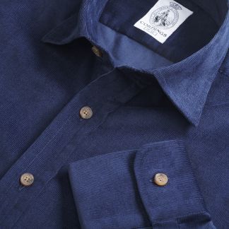Cordings Navy Needlecord Shirt Main Image
